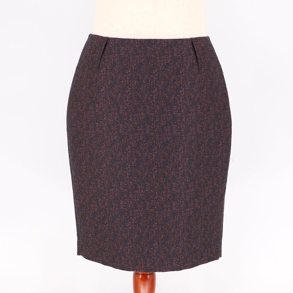 L.K. BENNETT Purple Navy Tweed SK Belvis Pencil Skirt Size 10